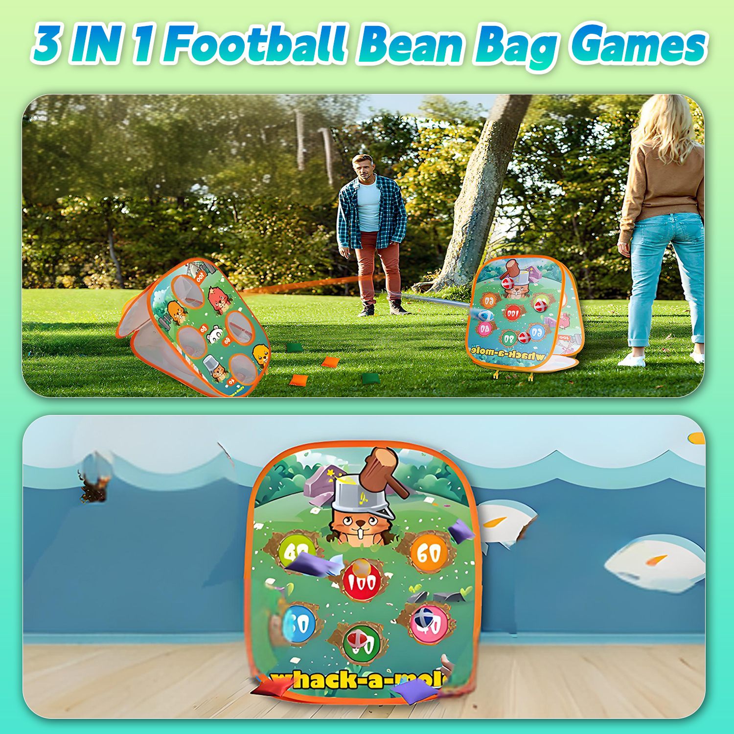 Kids Outdoor Bean Bag - 3 w 1 Gra w rzucanie