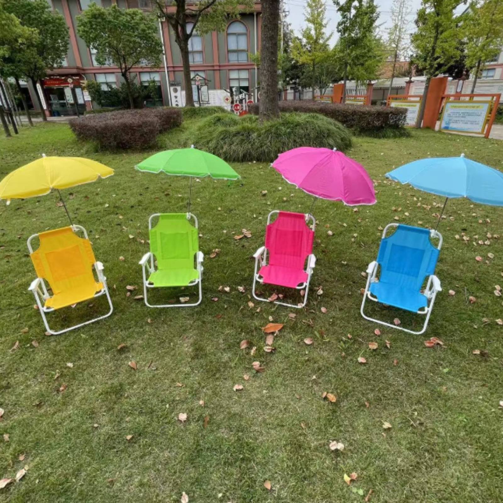 Kids Outdoor Umbrella Chair - Przenośne krzesełko plażowe dla dzieci, składane