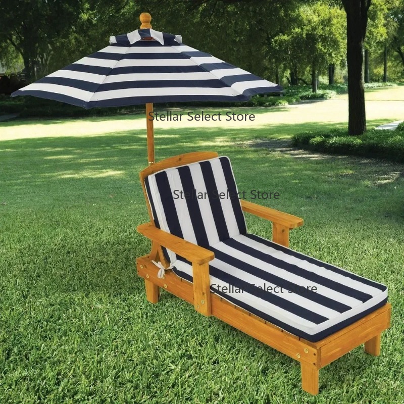 Kids Outdoor Umbrella Chair - Krzesło ogrodowe drewniane, meble ogrodowe z