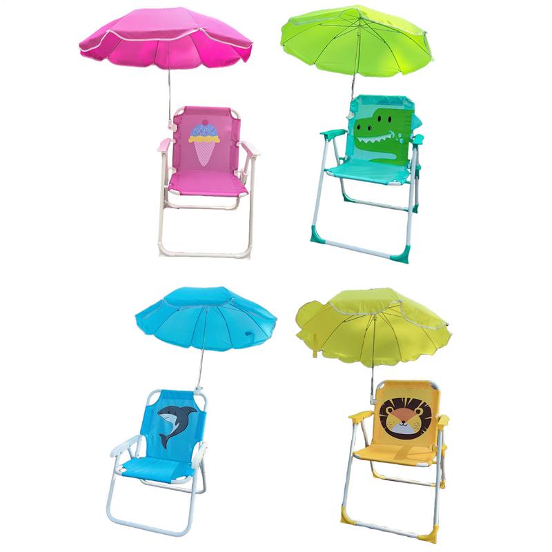 Kids Outdoor Umbrella Chair - Krzesło kempingowe dla dzieci z parasolem