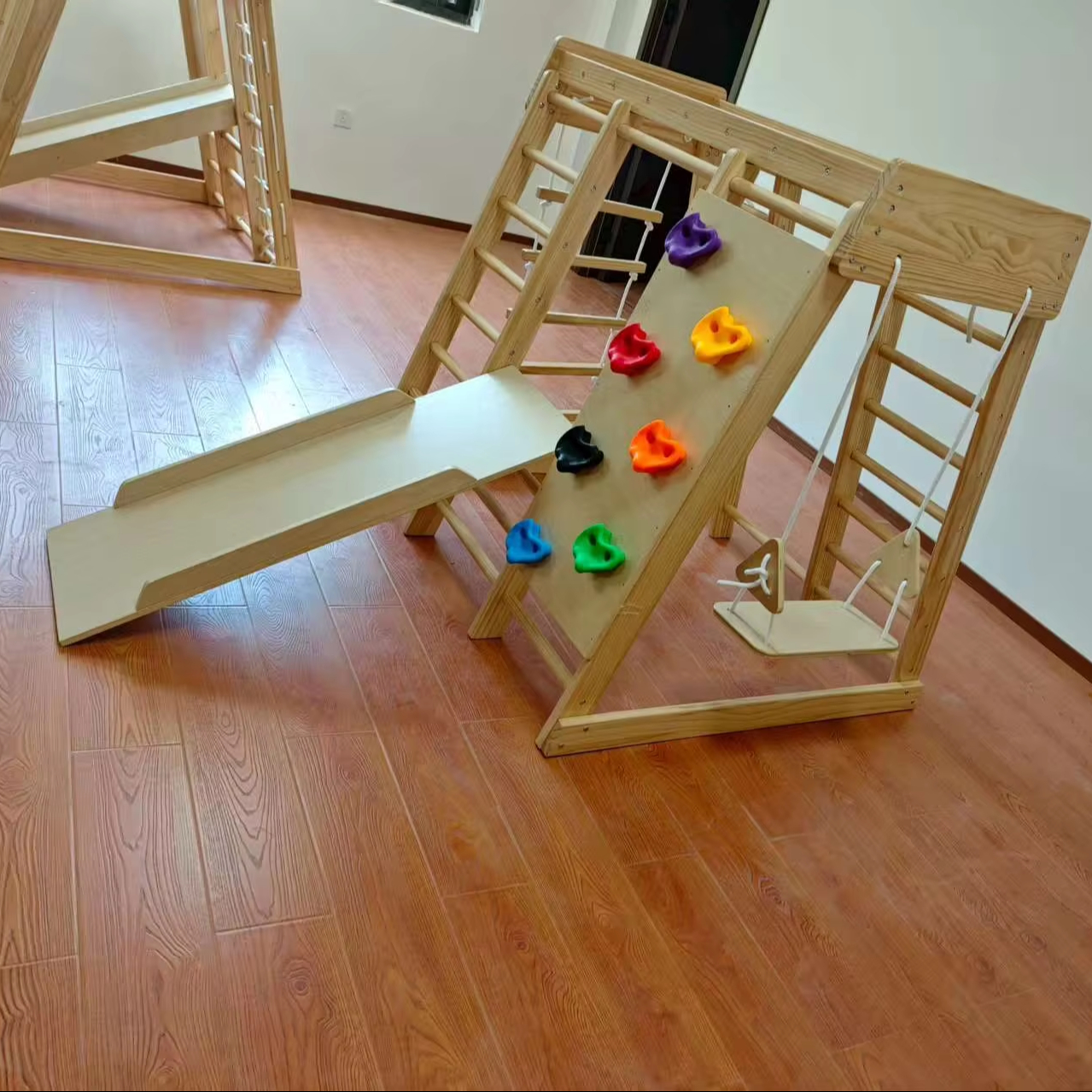 Kids Outdoor Playground - Drewniana drabinka do wspinaczki dla dzieci,
