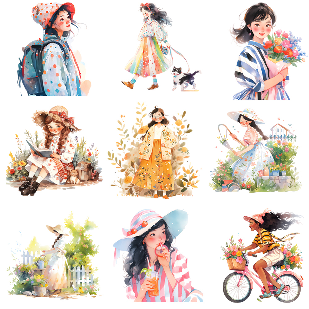 Outdoor Kid Friendly - 15cm Kids Watercolor Flower Outdoors Girl