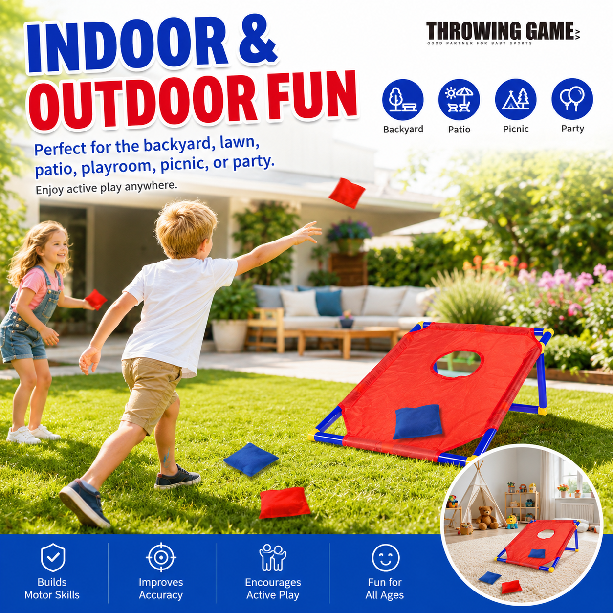 Kids Outdoor Bean Bag - Zestaw do gry w rzucanie woreczkami