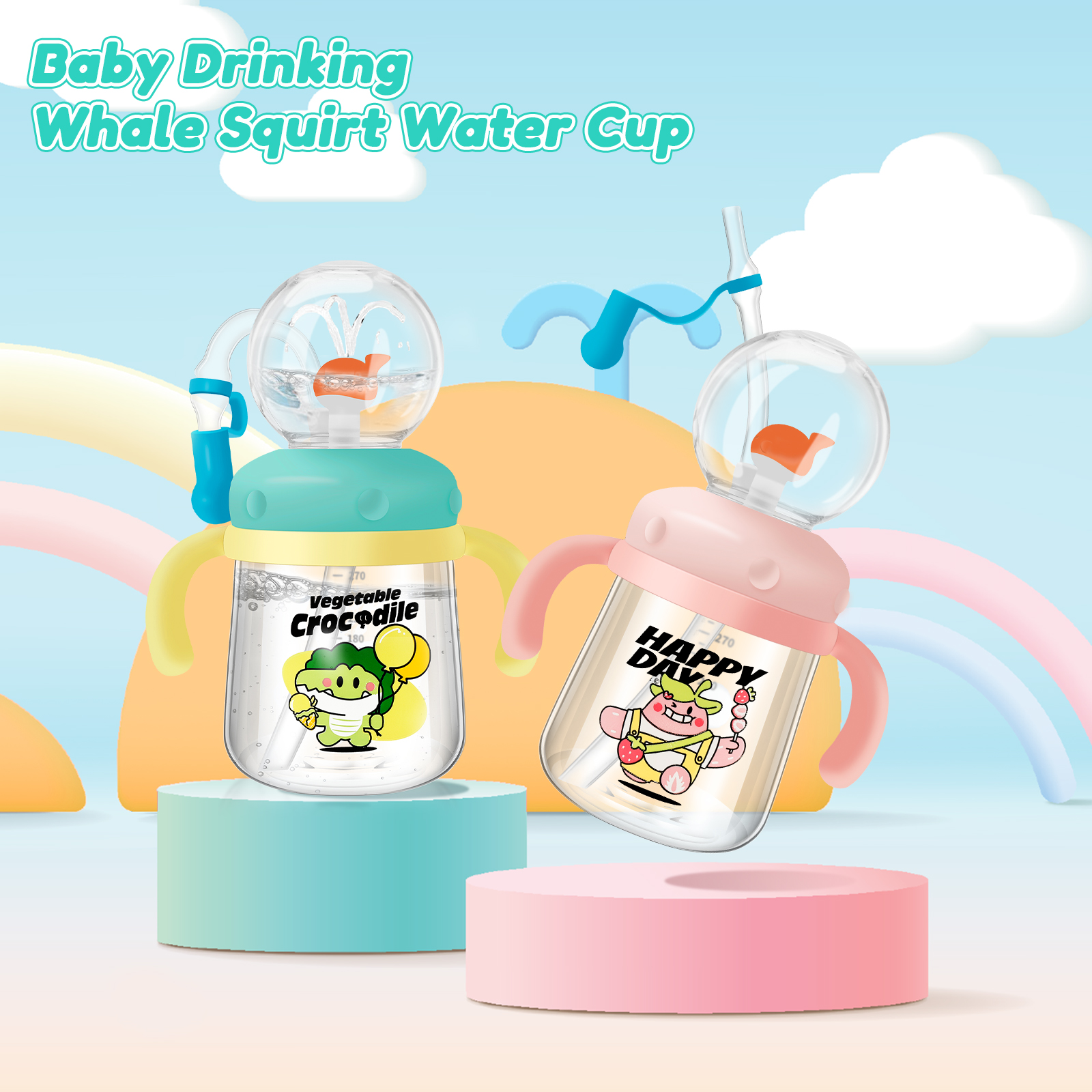 Outdoor Kid Friendly - 300ml kreatywny wieloryb Squirt kubek na