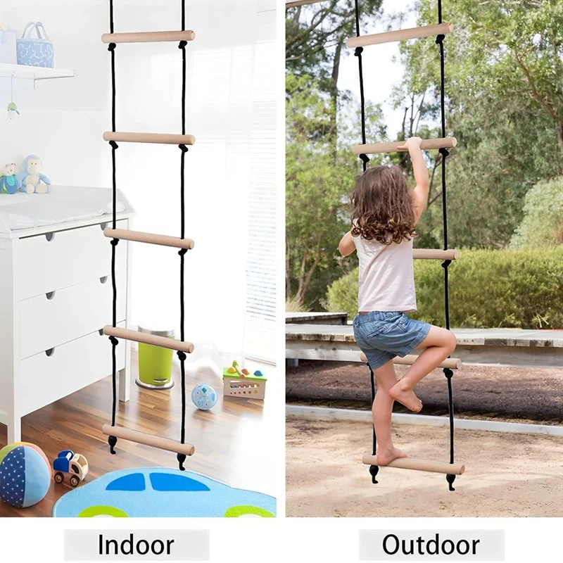 Kids Outdoor Clubhouse - Drabinka sznurkowa dla dzieci Huśtawka drewniana