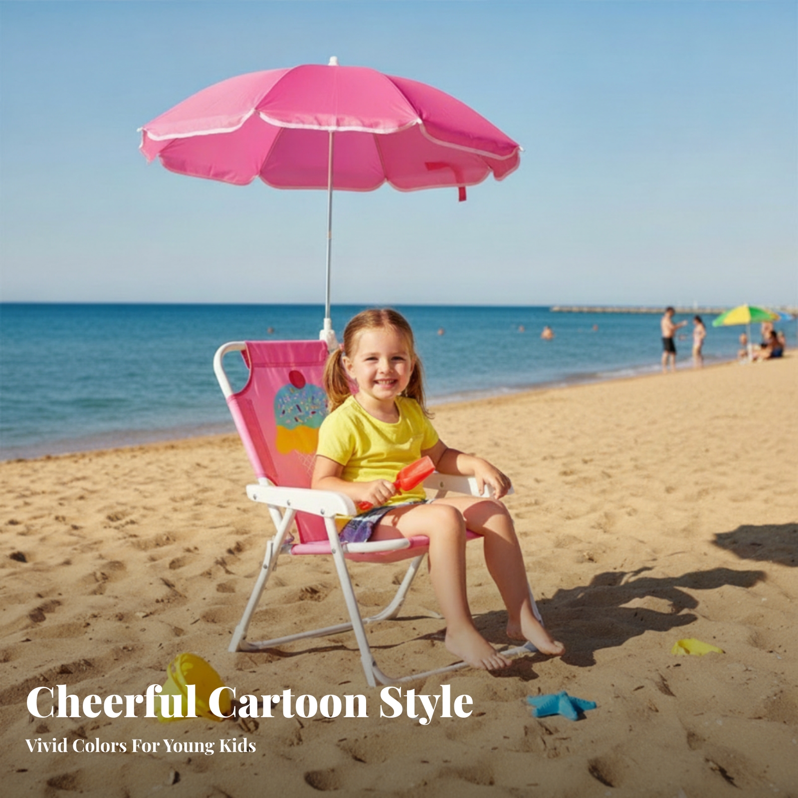Kids Outdoor Umbrella Chair - Krzesło plażowe dla dzieci z parasolem,