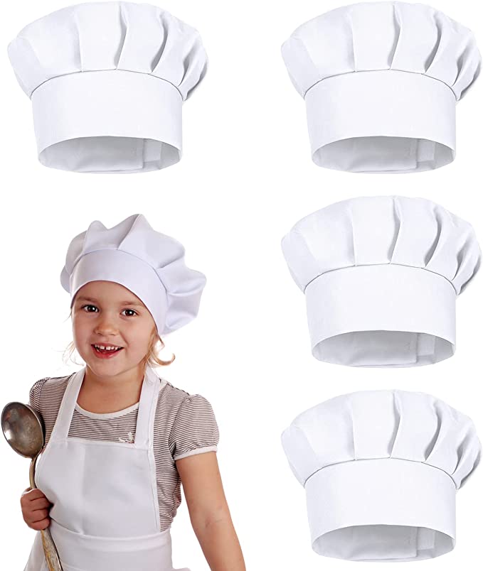 Kids Outdoor Kitchen Accessories - 4 SZT. Białe Czapki Kucharza dla