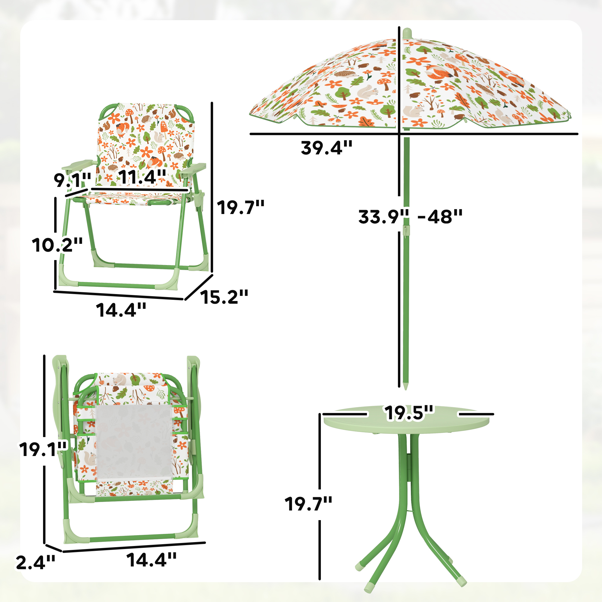 Zestaw stolika i krzeseł pikni – Kids Outdoor Umbrella Chair recenzja i cena